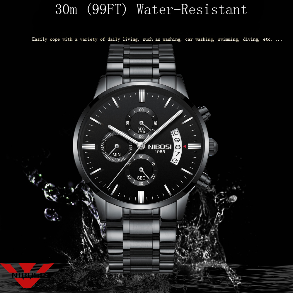NIBOSI Stainless Steel Black Q - Luxury Watch Magazine review and price
