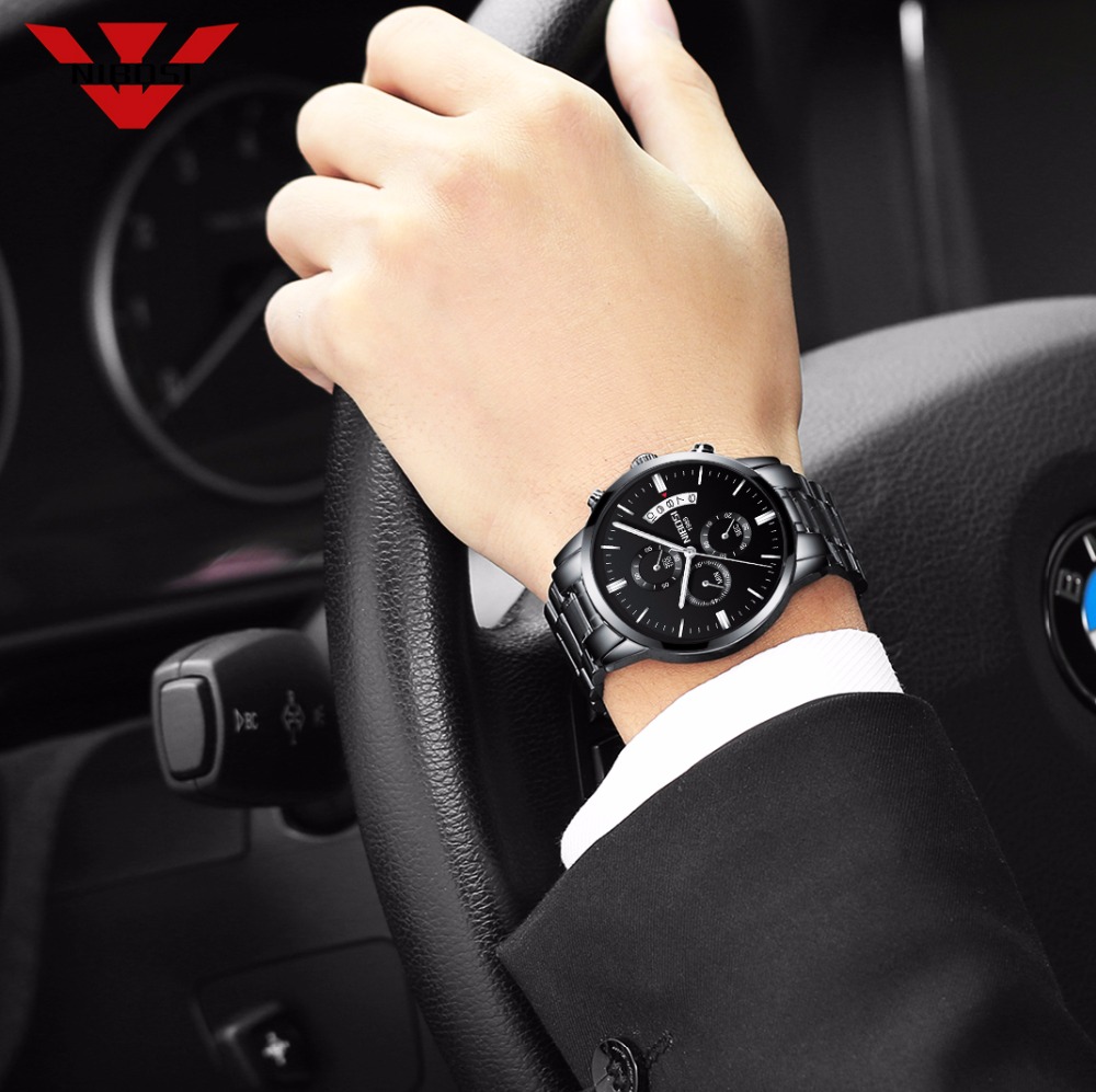 NIBOSI Stainless Steel Black Q - Luxury Watch Magazine review and price
