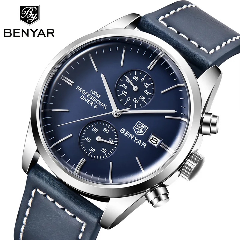 BENYAR Leather Men Quartz Wris - Luxury Watch Magazine review and price